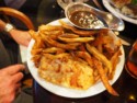 Fried cod, fries, and gravy